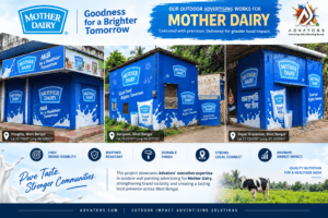 Mother Dairy outdoor wall painting and shop branding project across West Bengal by Advators